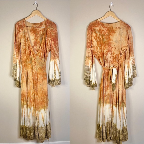 Island Tribe | Bohemian Berkeley Tie Dye Wrap Maxi Dress - One Size - Picture 4 of 7